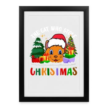 Le chat qui a volé Noël pour Cat Lovers - Affiche encadrée (27 × 37 cm) - noir - Devant