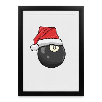 Billard de Noël - Affiche encadrée (27 × 37 cm) - noir - Devant