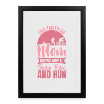 Maman triathlète - Affiche encadrée (27 × 37 cm) - noir - Devant