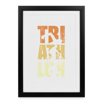 Événement de triathlon amusant - Affiche encadrée (27 × 37 cm) - noir - Devant