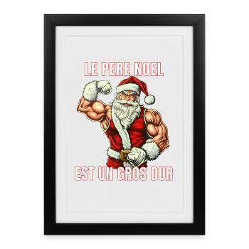 le Père Noël est un Gros Dur - humour noir cinéma - Affiche encadrée (27 × 37 cm) - noir - Devant