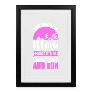 Mère du triathlon - Affiche encadrée (27 × 37 cm) - noir - Devant