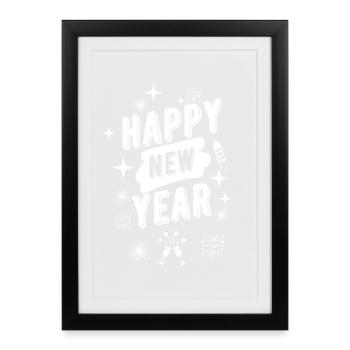 Happy New Year, Happy New Year, New Year, New Year - Framed poster (27 × 37 cm) - black - Front