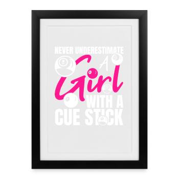 Fille au billard - Affiche encadrée (27 × 37 cm) - noir - Devant
