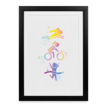 Watercolor Women's Triathlon - Framed poster (27 × 37 cm) - black - Front