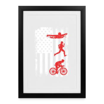 Patriotic triathlete - Framed poster (27 × 37 cm) - black - Front