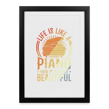 Amateur de piano disant - Affiche encadrée (27 × 37 cm) - noir - Devant
