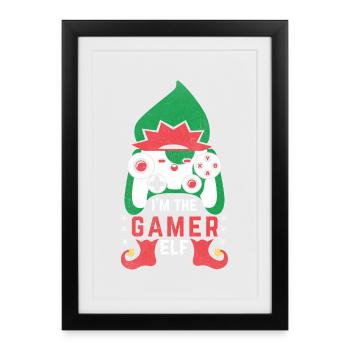 Christmas Elf Gamer at Digital Embroidery - Framed poster (27 × 37 cm) - black - Front
