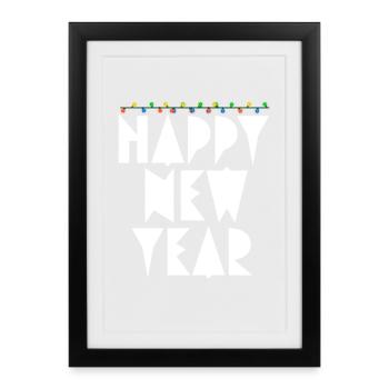 Happy New Year, Happy New Year, New Year, New Year - Framed poster (27 × 37 cm) - black - Front