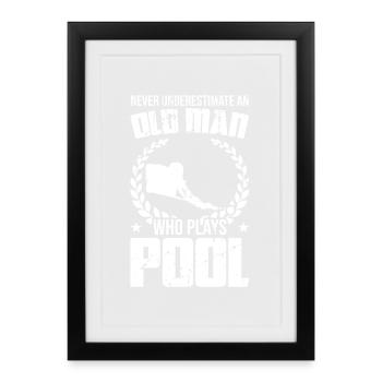 Drôle de grand-père billard - Affiche encadrée (27 × 37 cm) - noir - Devant