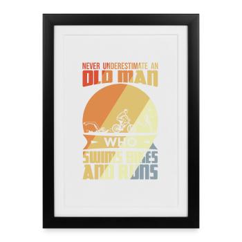 Vieux triathlète - Affiche encadrée (27 × 37 cm) - noir - Devant
