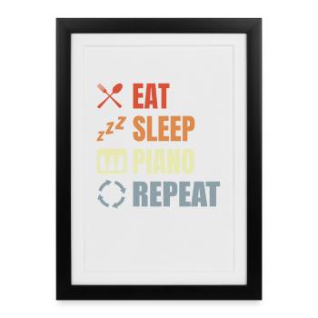 Manger Sleeping Piano Répéter - Affiche encadrée (27 × 37 cm) - noir - Devant