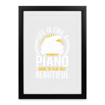 Motivation Piano - Affiche encadrée (27 × 37 cm) - noir - Devant