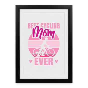 Mère cycliste - Affiche encadrée (27 × 37 cm) - noir - Devant