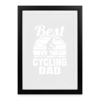 Meilleur papa cycliste - Affiche encadrée (27 × 37 cm) - noir - Devant