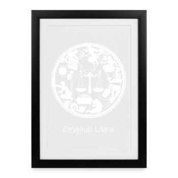 Signe du zodiaque Balance 001 blanc - Affiche encadrée (27 × 37 cm) - noir - Devant