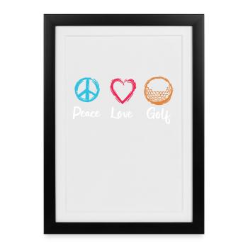 Peace Love Golf - Affiche encadrée (27 × 37 cm) - noir - Devant