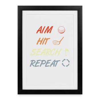 Golf Routine - Affiche encadrée (27 × 37 cm) - noir - Devant