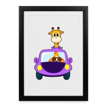 Giraffe Car - Framed poster (27 × 37 cm) - black - Front