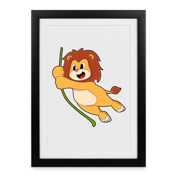 Lion Liana Jungle - Framed poster (27 × 37 cm) - black - Front