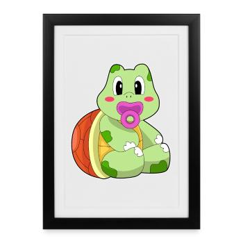 Tortue Bébé Sucette - Affiche encadrée (27 × 37 cm) - noir - Devant