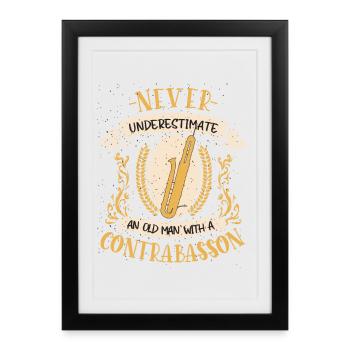 Contrebasson Musicien Instrument Cuivres Musique Cadeau - Affiche encadrée (27 × 37 cm) - noir - Devant