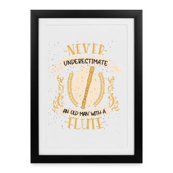 Flûte Musicien Instrument Cuivres Musique Cadeau - Affiche encadrée (27 × 37 cm) - noir - Devant