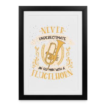 bugle musicien instrument cuivres musique cadeau - Affiche encadrée (27 × 37 cm) - noir - Devant