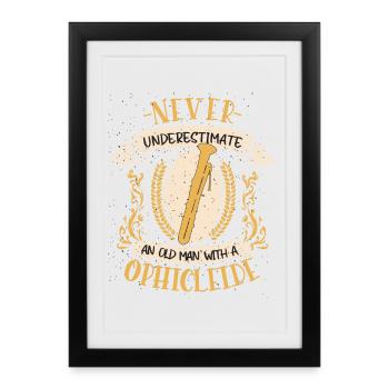 ophicleide musicien instrument cuivres musique cadeau - Affiche encadrée (27 × 37 cm) - noir - Devant