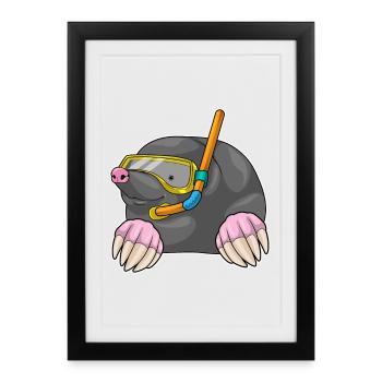 Mole Diver Snorkel Diving - Framed poster (27 × 37 cm) - black - Front