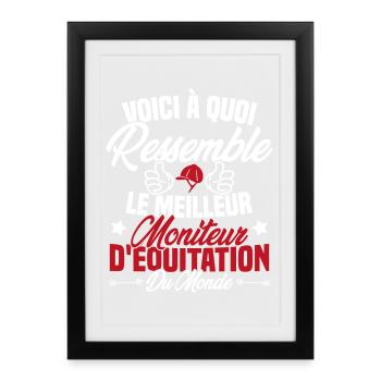Le meilleur moniteur d'équitation du monde - Affiche encadrée (27 × 37 cm) - noir - Devant
