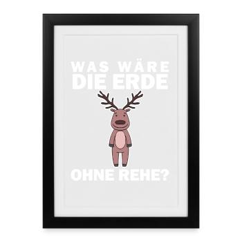 Tierschutz Tierschützer Umweltschutz Reh - Gerahmtes Poster (27 × 37 cm) - Schwarz - Vorne