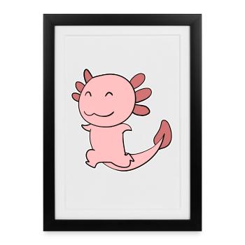 Axolotl Motiv - Gerahmtes Poster (27 × 37 cm) - Schwarz - Vorne