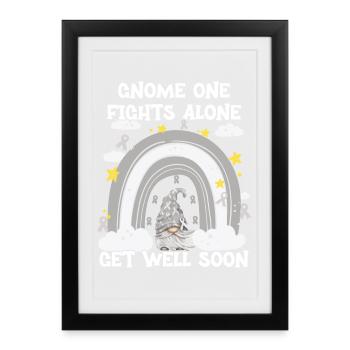 Gnome One Fights Alone Brain Cancer - Framed poster (27 × 37 cm) - black - Front