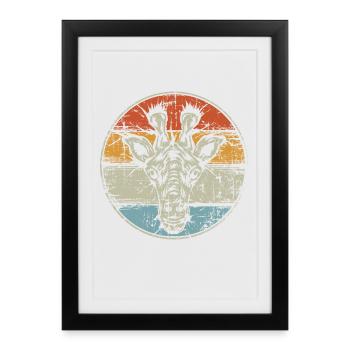 Girafe millésimée - Affiche encadrée (27 × 37 cm) - noir - Devant