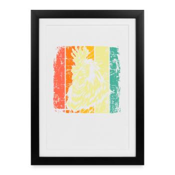 Coq Vintage - Affiche encadrée (27 × 37 cm) - noir - Devant