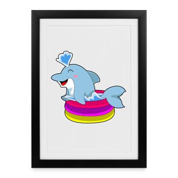 Été de la piscine des dauphins - Affiche encadrée (27 × 37 cm) - noir - Devant