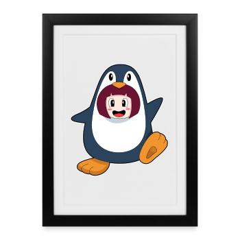 Costume de pingouin Girl - Affiche encadrée (27 × 37 cm) - noir - Devant