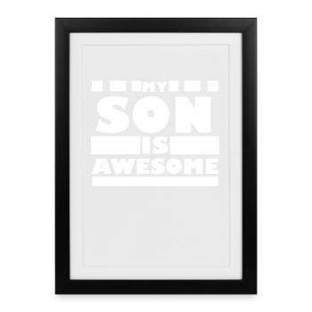 Idée cadeau Fils Père - Affiche encadrée (27 × 37 cm) - noir - Devant