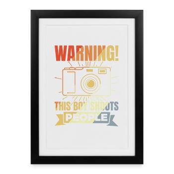 Funny photographer boy - Framed poster (27 × 37 cm) - black - Front