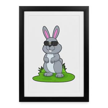 Lunettes de soleil Lapin - Affiche encadrée (27 × 37 cm) - noir - Devant