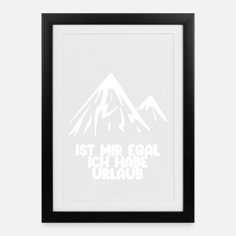 Urlaub Spruch Berg Berge - Gerahmtes Poster (27 × 37 cm) - Schwarz