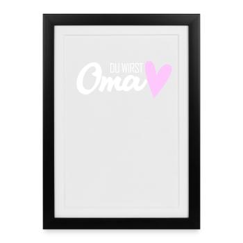 Oma - Oma werden - Schwangerschaft verkünden - Gerahmtes Poster (27 × 37 cm) - Schwarz - Vorne
