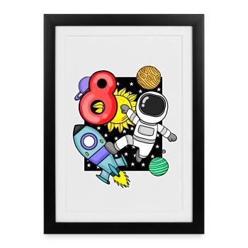 8th birthday - 8 years old Young astronaut - Framed poster (27 × 37 cm) - black - Front