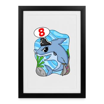 8 years old - 8th birthday with animal motif - Framed poster (27 × 37 cm) - black - Front