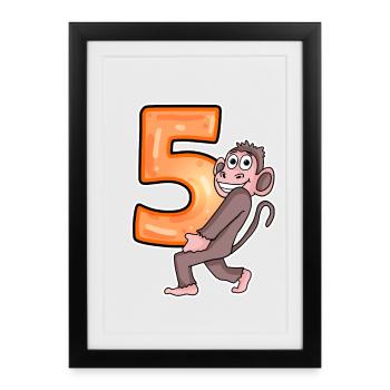 5 ans - 5 ans avec motif animal - Affiche encadrée (27 × 37 cm) - noir - Devant