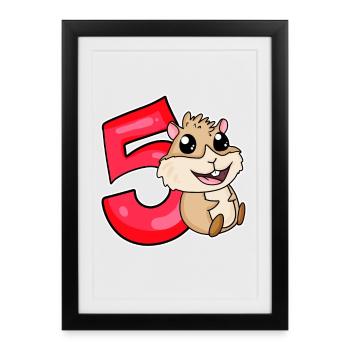 5 ans - 5 ans avec motif animal - Affiche encadrée (27 × 37 cm) - noir - Devant