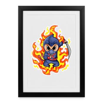 Ninja Fire Red - Framed poster (27 × 37 cm) - black - Front