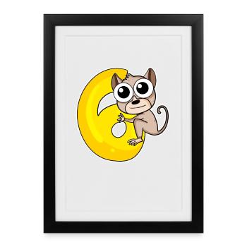 6 ans - 6 ans d’anniversaire avec motif animal - Affiche encadrée (27 × 37 cm) - noir - Devant