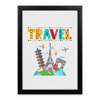 Travel - Gift idea for travel lovers - Framed poster (27 × 37 cm) - black - Front
